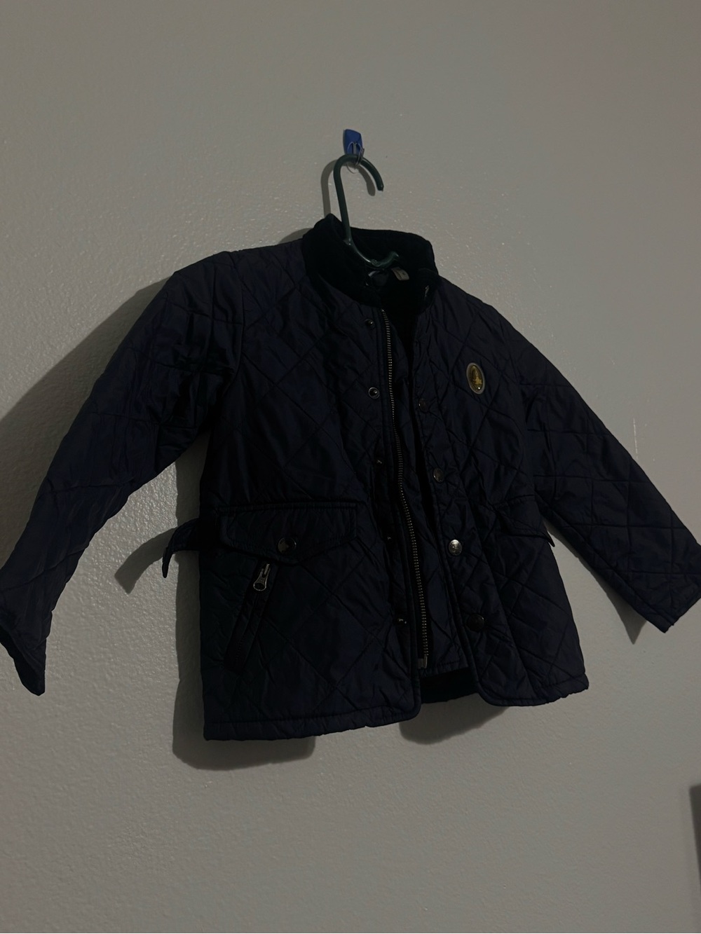 Hush Puppies Quilted Navy Jacket with Pocket Details